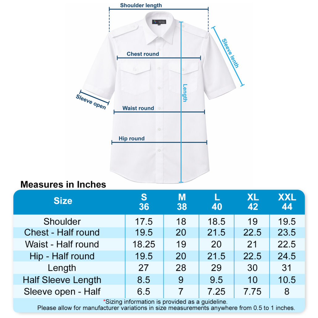 short sleeve size guide